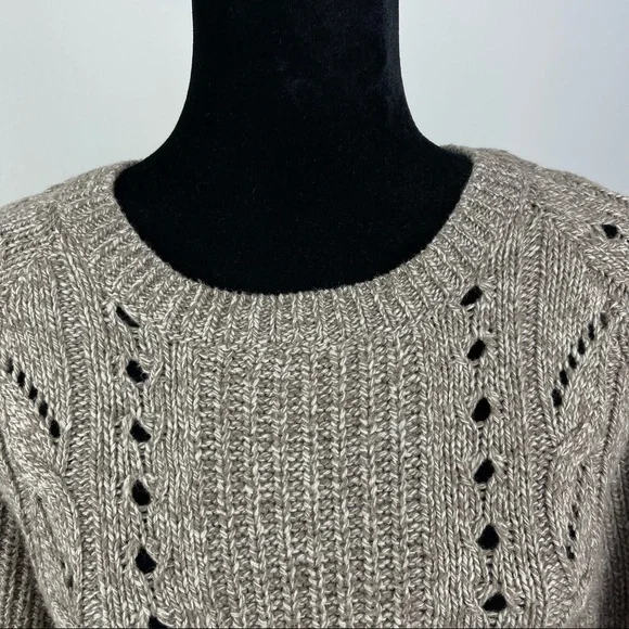 Lucky Brand Women's Cable Knit Sweater Brown Wool Blend size Large - Picture 4 of 13